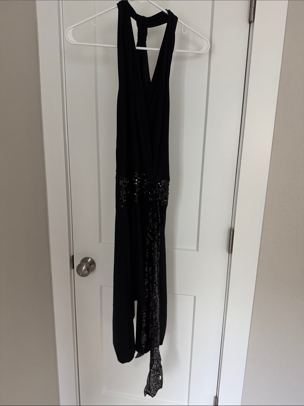 Black Sequin Halter Evening dress